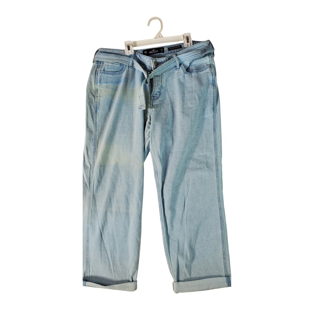Hollister Mid-Rise Crop Boyfriend Jeans Light Wash Button‎ Fly Size 15R W32 L24